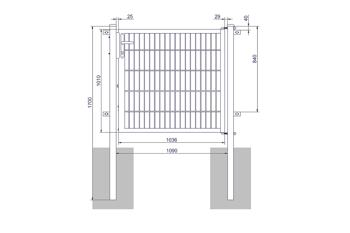 Doppelstabmattentor "Medium" 1-flüglig 1090x1000mm 8/6/8 in anthrazitgrau Doppelstabmattentor "Medium" 1-flüglig 1090x1000mm 8/6/8 in anthrazitgrau